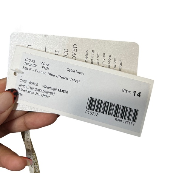 Jenny Yoo Cybill French Blue Velvet Dress Size 14 NWT - Picture 5 of 7